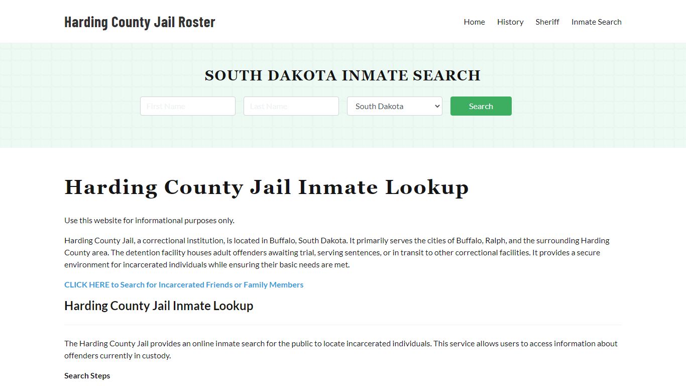 Harding County Jail Roster Lookup, SD, Inmate Search