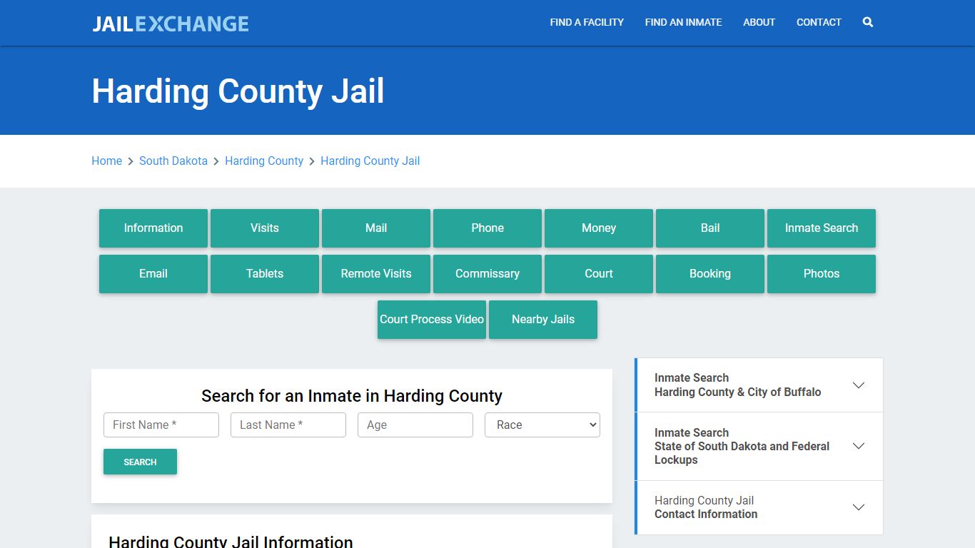 Harding County Jail Roster Lookup, SD, Inmate Search